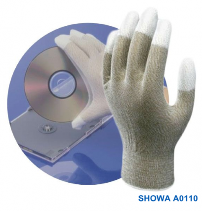 SHOWA ถุงมือไนล่อน PU กันไฟฟ้าสถิต Conductive SHOWA (เคลือบปลายนิ้ว)